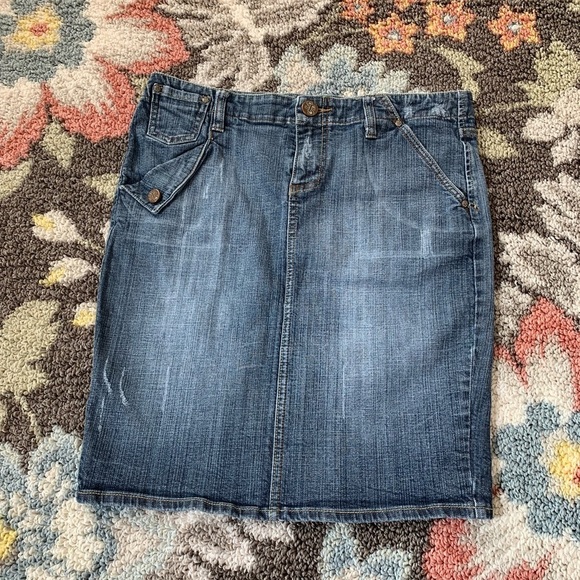 See Thru Soul Dresses & Skirts - #117 Vintage Y2K See Thru Soul Distressed Pocket Denim Blue Jean Pencil Skirt 29